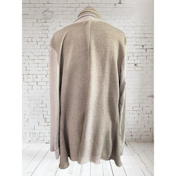 Tempo Paris Womens Lagenlook Boho Faux Suede Knit Draped Jacket Size Large - Picture 7 of 10